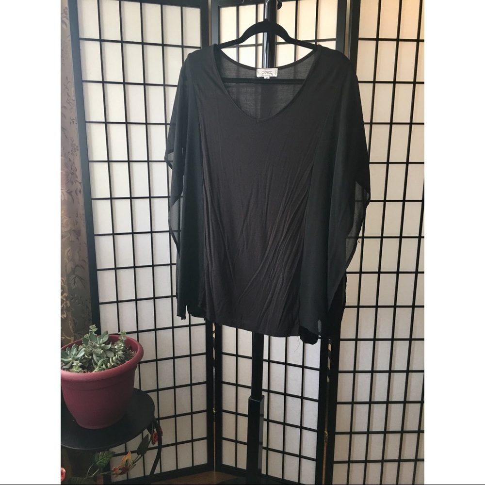 Black Blouse with Chiffon Bat Wings